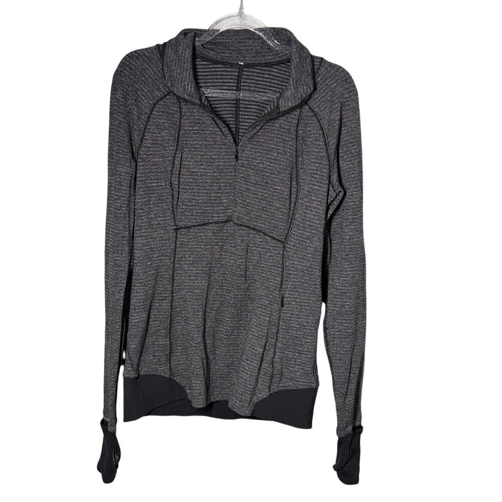 Lululemon Runderful Sz 6 Black Heather 1/2 Zip Mini Check Pique Pullover